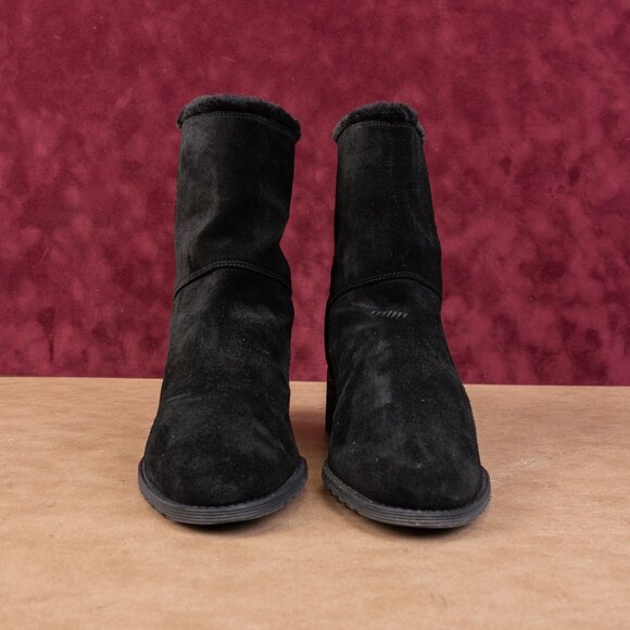 Stuart Weitzman Women Black Suede Soft Faux Fur Lined Back Zip Ankle Boots sz 9. - Picture 4 of 8